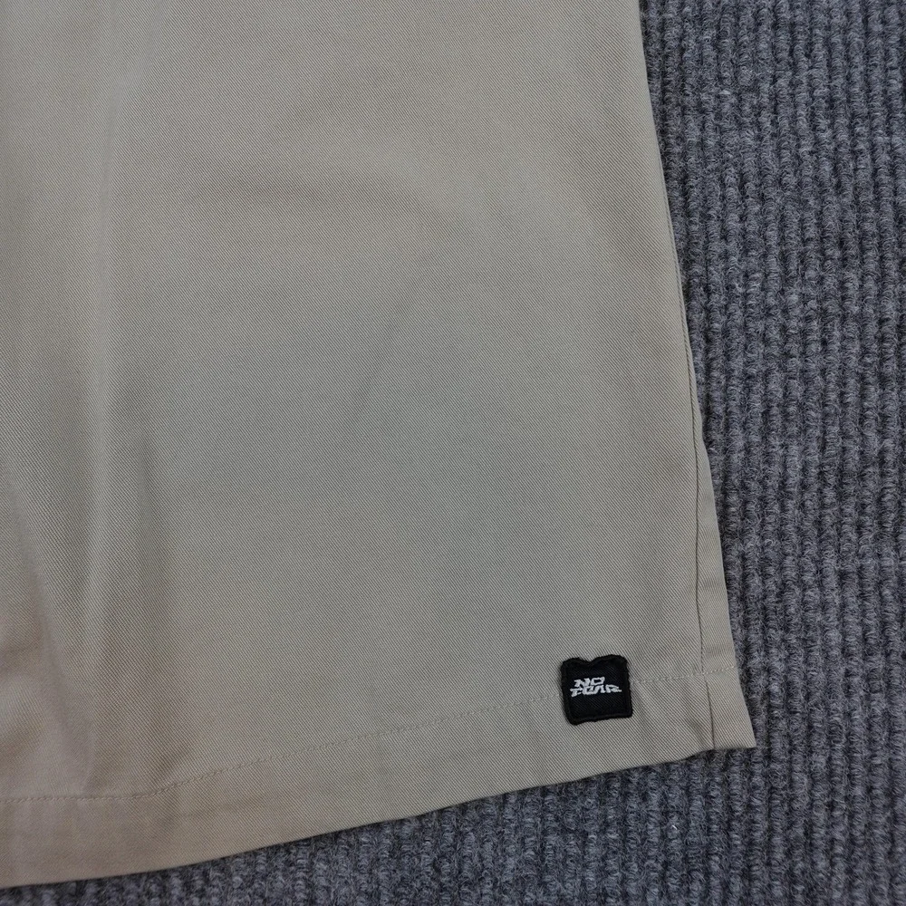 Vintage No Fear Shorts Mens 30 Beige Polyester Cotton Canvas Flat Front